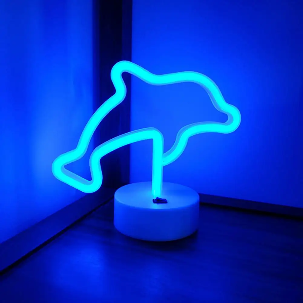 

Neon Sign Lamp Super Bright Led Neon Light Battery-powered Dolphin-shaped Desktop Decoration Energy-saving Eye-catching Durable