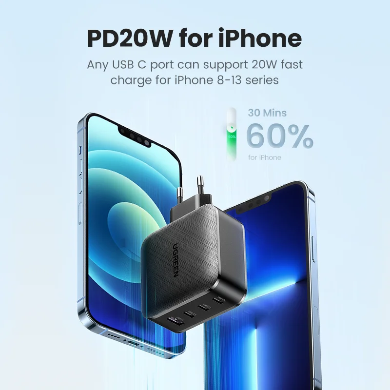 UGREEN 65W GaN зарядное устройство Quick Charge 4 0 3 Type C PD USB с QC быстрое для iPhone 13 12 Xiaomi
