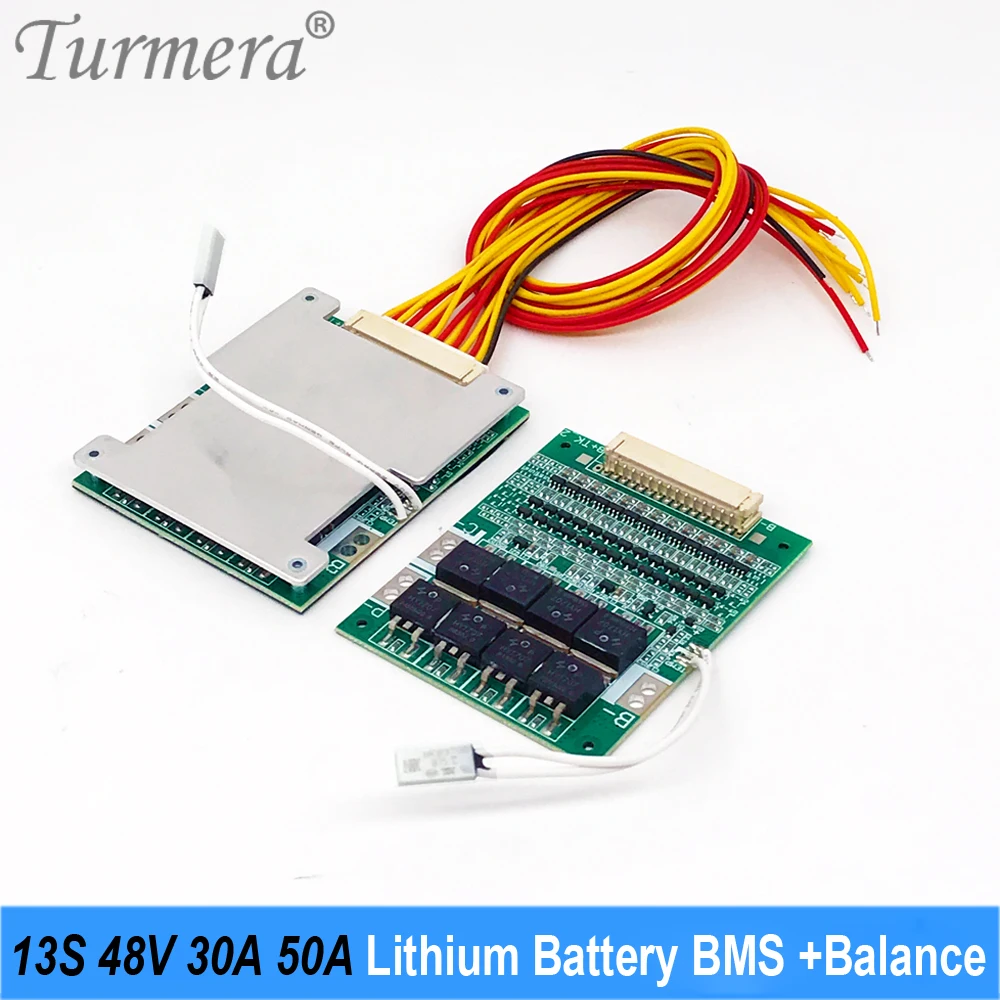 

Turmera 13S 30A 50A Balance BMS 48 В 54,6 в 18650 21700 Защитная плата литиевой батареи с NTC для электрического велосипеда или электроскутера