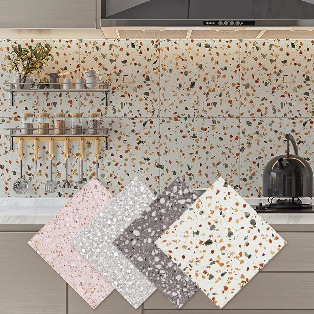 

Kitchen Oil-proof Terrazzo Wallpaper PVC Self-adhesive Waterproof Easy Clean Kitchen High Temperature Home Decoration Stickers