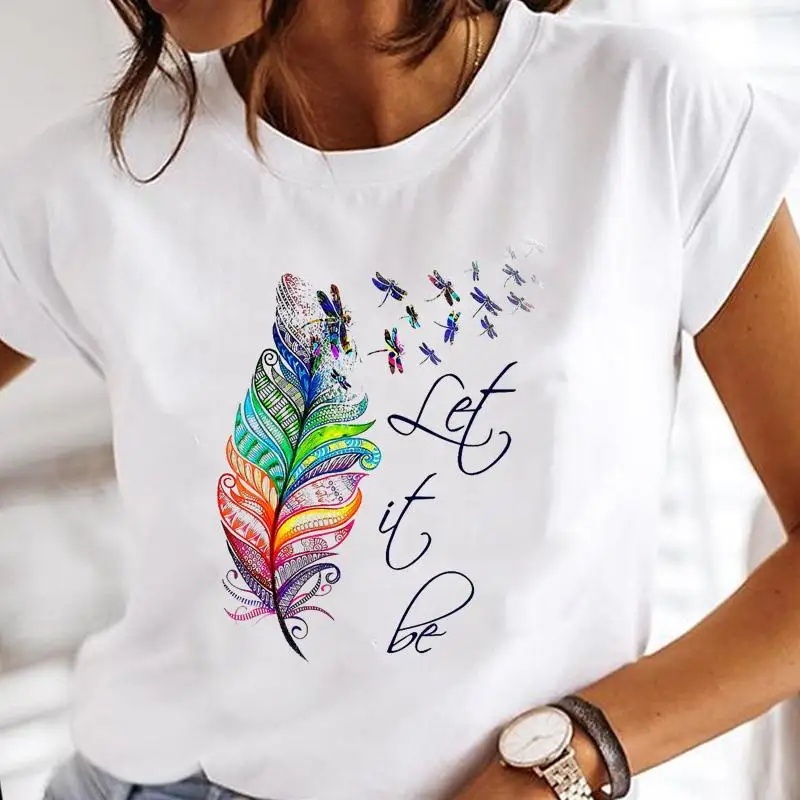 Women Print Clothes Watercolor New Lovely Female Tops Tee Tshirt Fashion Print Cartoon O-neck Ladies Graphic T-Shirt