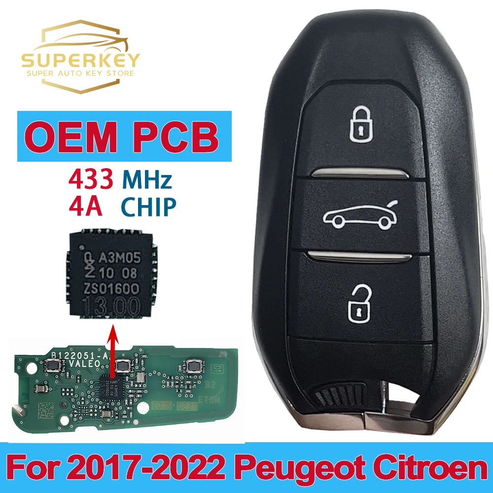 

Оригинальный автомобильный ключ SUPERKEY без ключа для CITROEN C4 C3 DS4 DS5 PEUGEOT 308 508 2017 2018 2019 2020 2021 2022