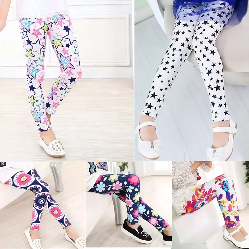 Leggings Children Cotton Trousers 3-8 Years Girls Spring Summer Thin Clothing Kids Floral Printing Pants