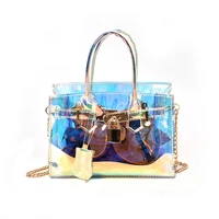 2022 new transparent laser platinum handbag shoulder messenger small lock chain small bags purses and handbags luxury designer