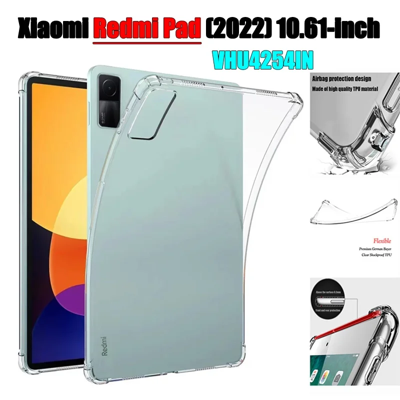 For Xiaomi Pad6 Pad5 Pad3/2 Redmi Pad 10.6 Tablet Protection Case Transparent Four-corner Anti-drop Shockproof Soft TPU Cover