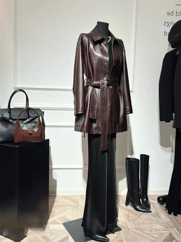 Корейская серия гонконгское кожаное пальто в стиле ретро верхняя одежда для