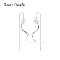 green purple trend flowers dangle earrings real 925 sterling silver long fringe luxury drop earrings for women jewelry ce1599