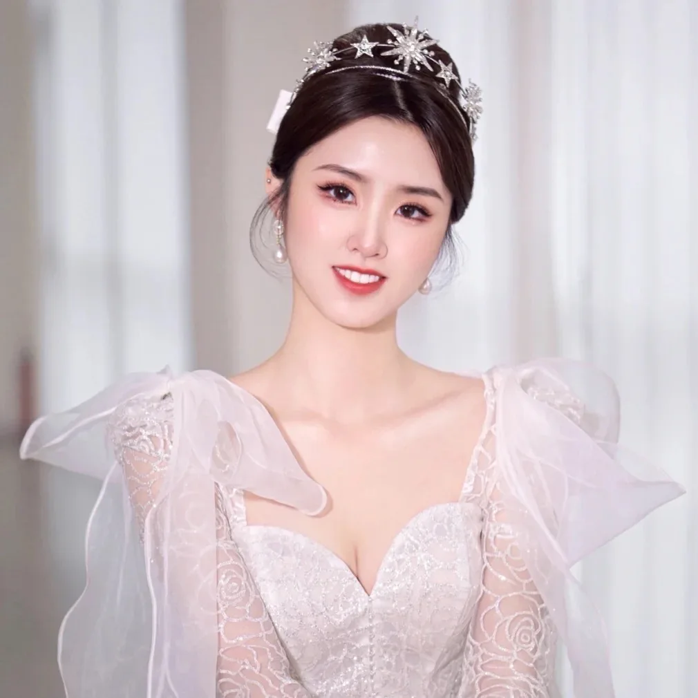 

New Star Shape Bride Crown Rhinestone Banquet Wedding Accessories for Retro Photo Travel Photography Wedding