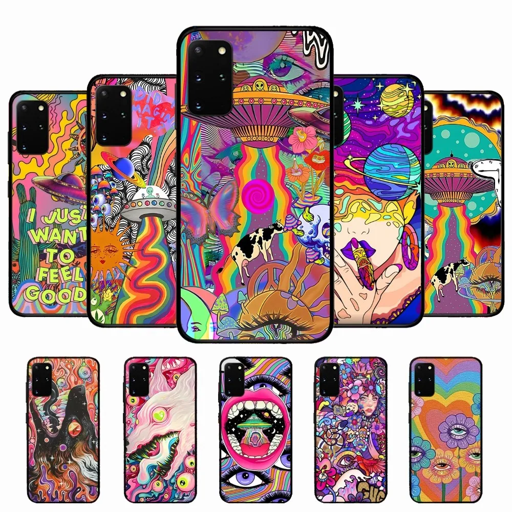 

Colourful Psychedelic Trippy Art Phone Case For Samsung S 9 10 20 21 22 23 30 23plus Lite Ultra FE S10lite Fundas