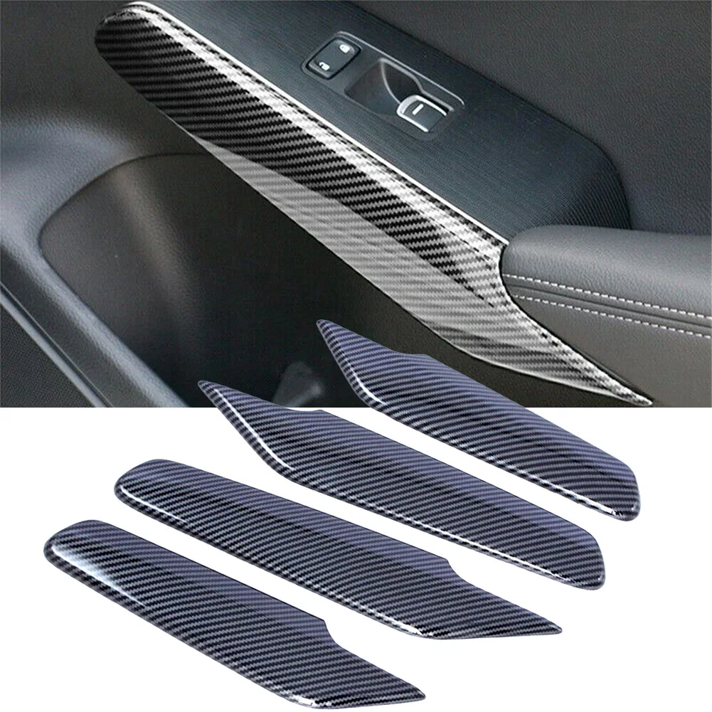

4pcs Carbon Fiber Interior Door Armrest Cover Trim Fit For Honda Civic 2022 2023 Inner Door Handle Armrest Cover Trim Sticker