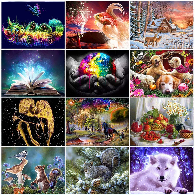 

Diamond Painting Kit Animal Landscape 5D DIY Diamond Embroidery Cross Stitch Rose Rhinestones Mosaic Home Decor