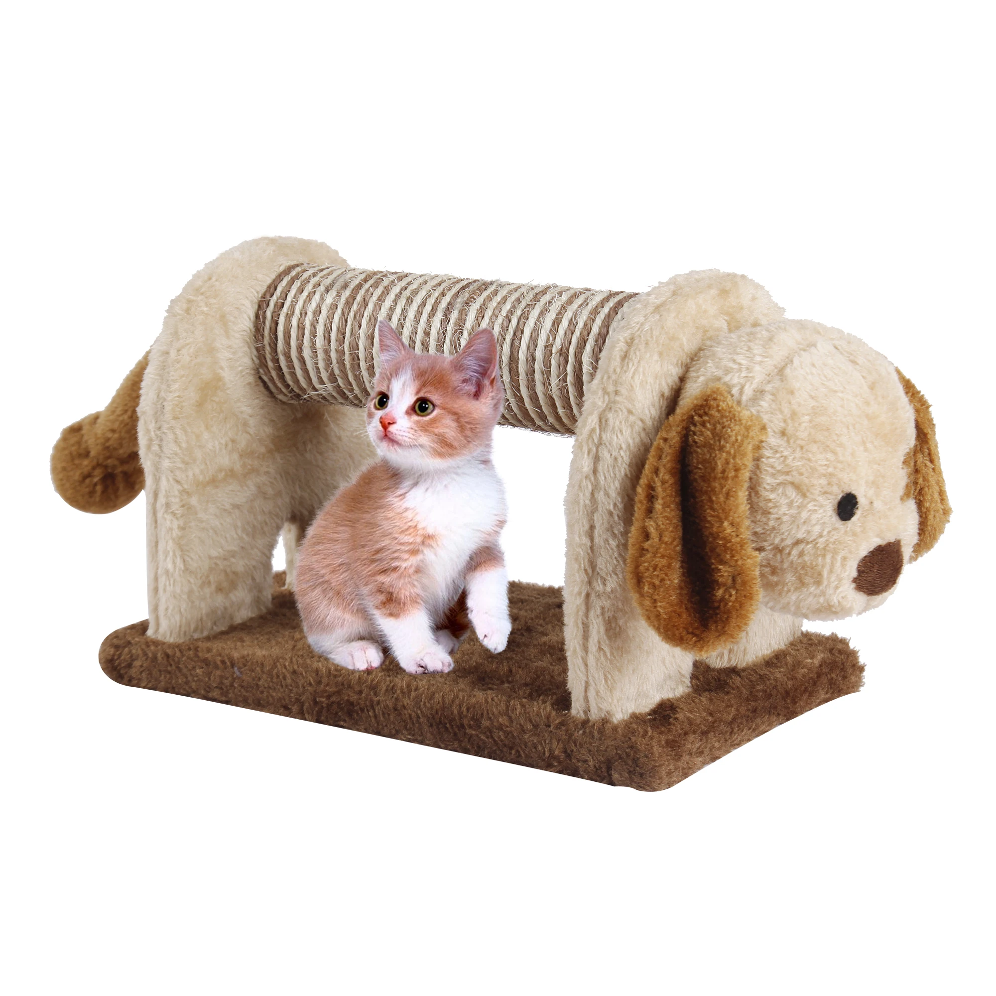 

7" Fabric Scratching Post with Natural Sisal Rope, Brown