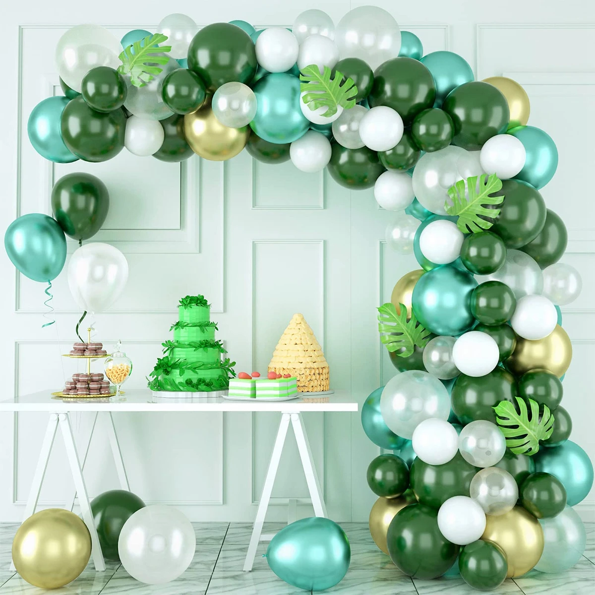 

Green Balloon Garland Arch Kit Wedding Birthday Party Decor Kids Jungle Safari Theme Baloon Baby Shower Globos Sand Latex Ballon