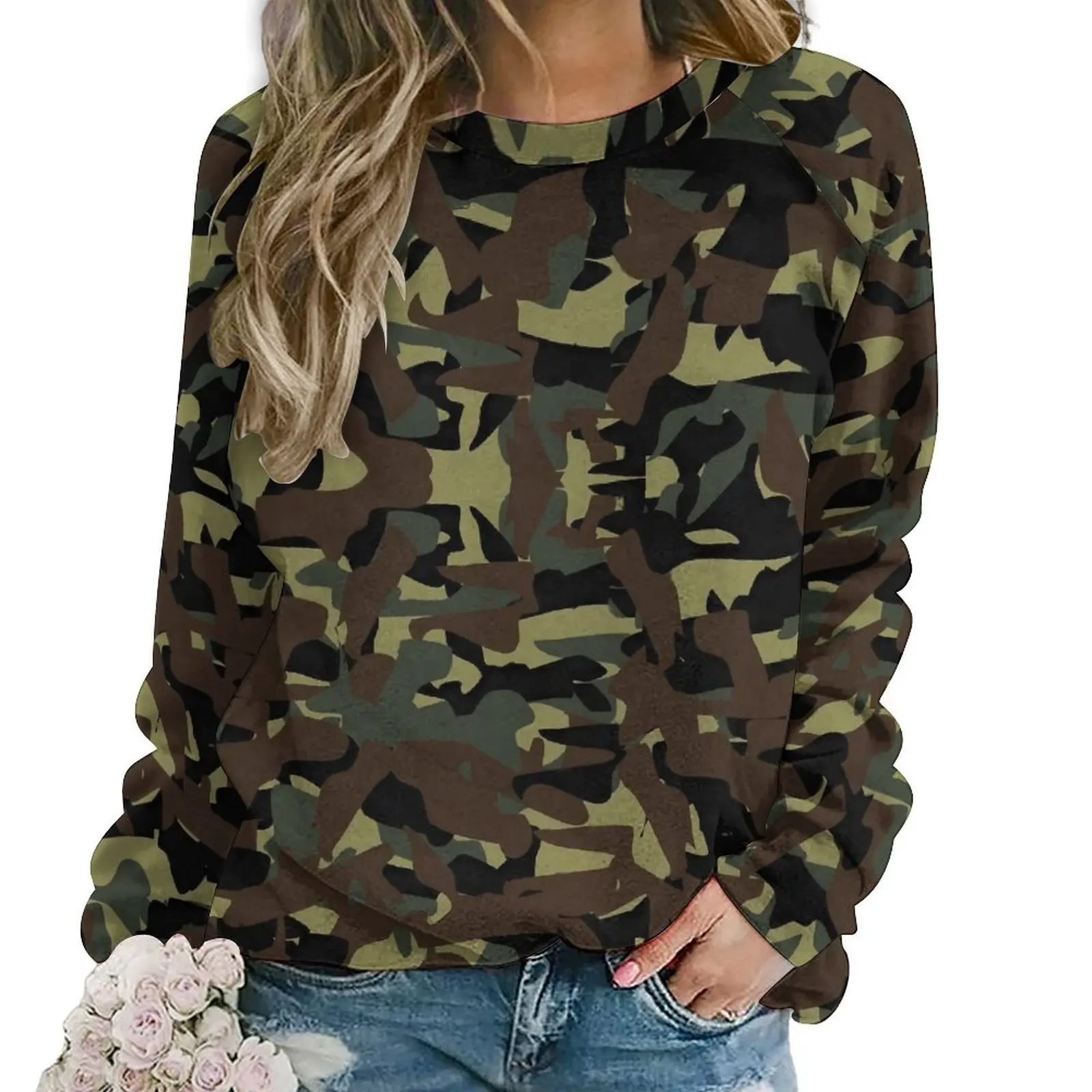 Повседневные худи с камуфляжным принтом толстовка капюшоном в армейском стиле