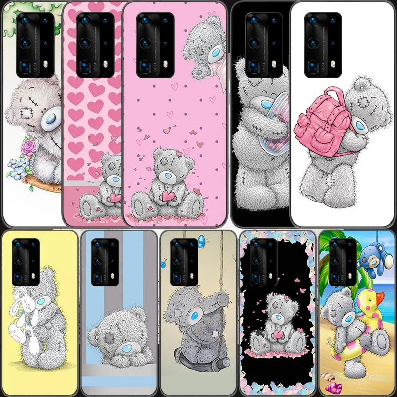 

Lovely Teddy Bear Soft Clear Phone Case For Huawei P30 Lite P10 P20 P40 P50 Pro Mate 40 Pro 30 20 10 Lite Cover Silicone