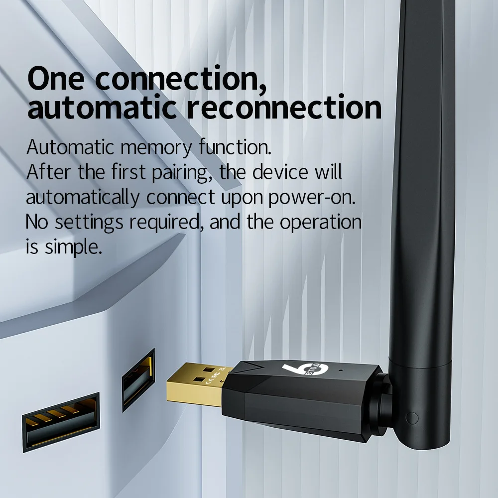 Фото USB-адаптер KEBIDUMEI Bluetooth 6.0 BT6.0 BT5.4, USB-донгл для ПК и ноутбуков, беспроводной приемник-передатчик, без драйверов, для Win 11/10/8.1 №4