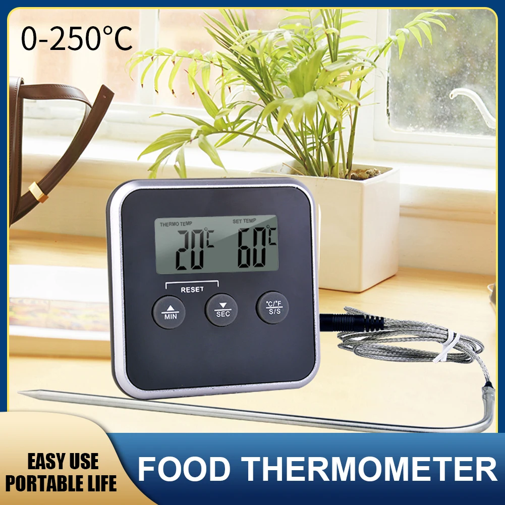 

Digital Kitchen Barbecue Food Thermometer Probe Meter BBQ Meat Thermometer Cooking Timer Temperature Alarm Kitchen Tool