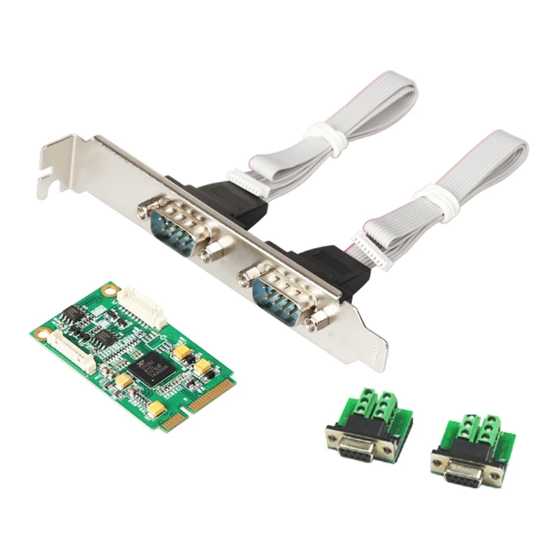 

Mini Pcie 2 Port s RS422 RS485 Db9 Com полуразмерный 17V352 Mini PCI Express Серийный порт, промышленный контроллер ввода/вывода карты