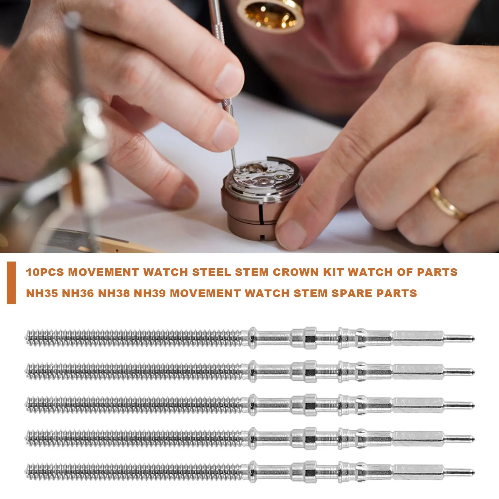 10 шт. комплект часов со стальным стержнем и короной детали для NH35 NH36 NH38 NH39