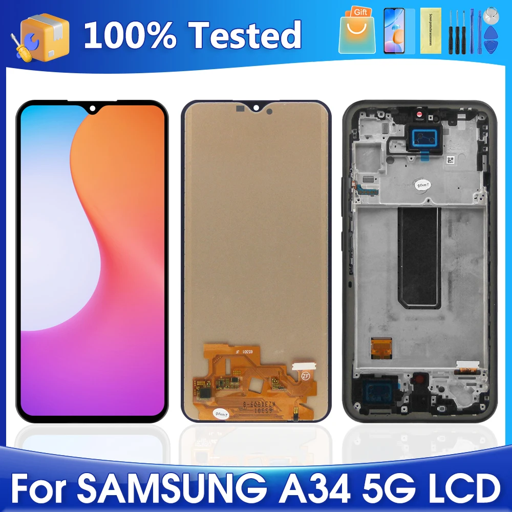 

A34 5G 6.6"TFTScreen For Samsung Galaxy A34 5G LCD A346E A346B A346B/DS A346B/DSN Display Touch Screen Digitizer Repair Parts