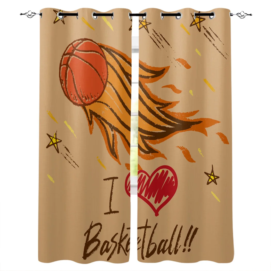 

Cortinas oscuras para sala de baloncesto, pentagrama marrón, grande, para ventana, sala de estar, baño y cocina