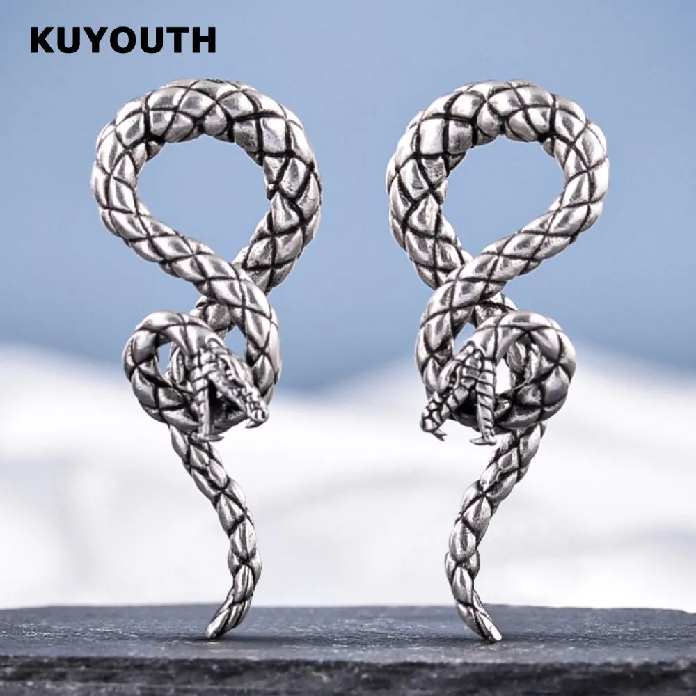 

​KUYOUTH Unique Copper Snake Left Right Ear Hanger Weight Earring Gauges Piercing Body Jewelry Stretchers 2PCS 6mm