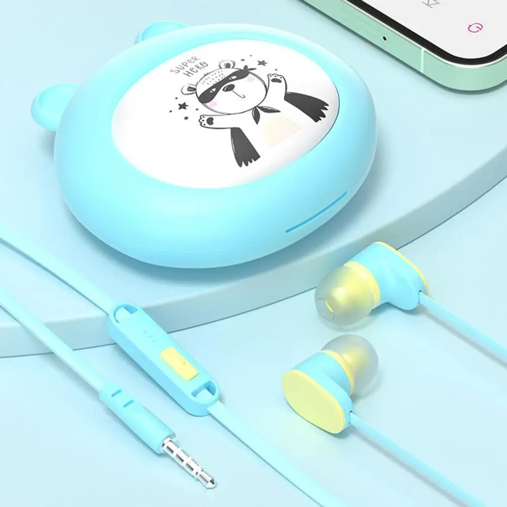 

Waterproof Useful 3.5mm Lossless Music Gaming Earphone with Cartoon Storage Box Wired Earbuds Ergonomic for Student
