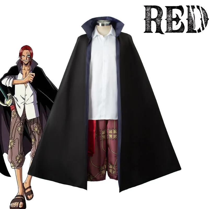 

Anime One Piece Cos Suit Red Hair Shanks Shirt Trench Coat Coat Cosplay Costume Nautical King Mens Cosplay Clothing Halloween