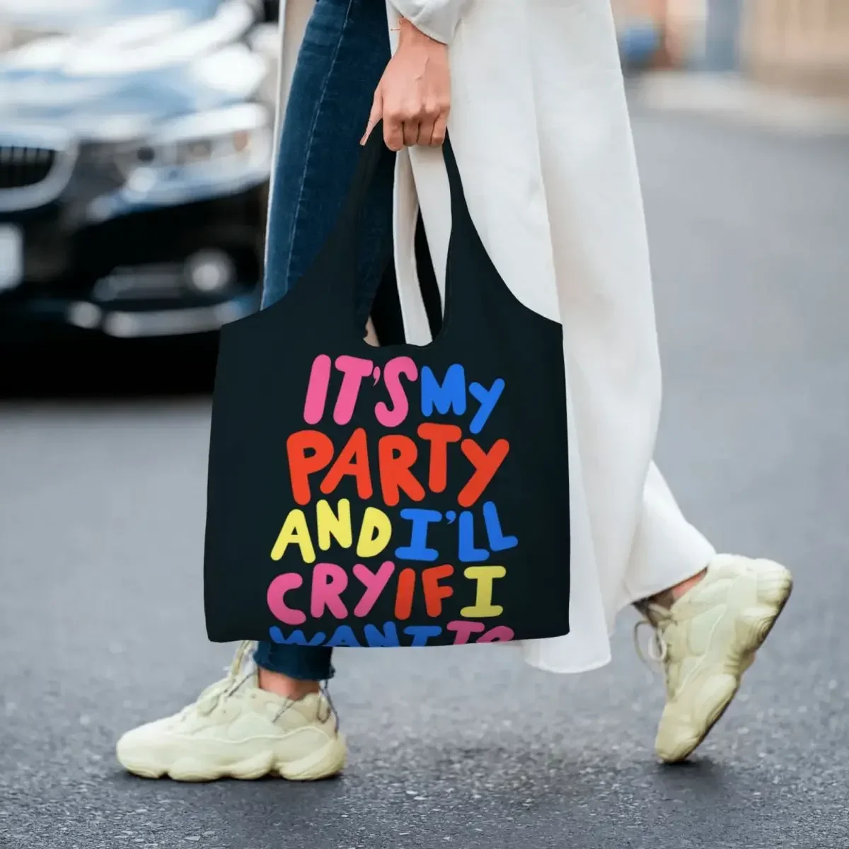 Сумки-тоут с милым принтом It's My Party для покупок портативные холщовые сумки на