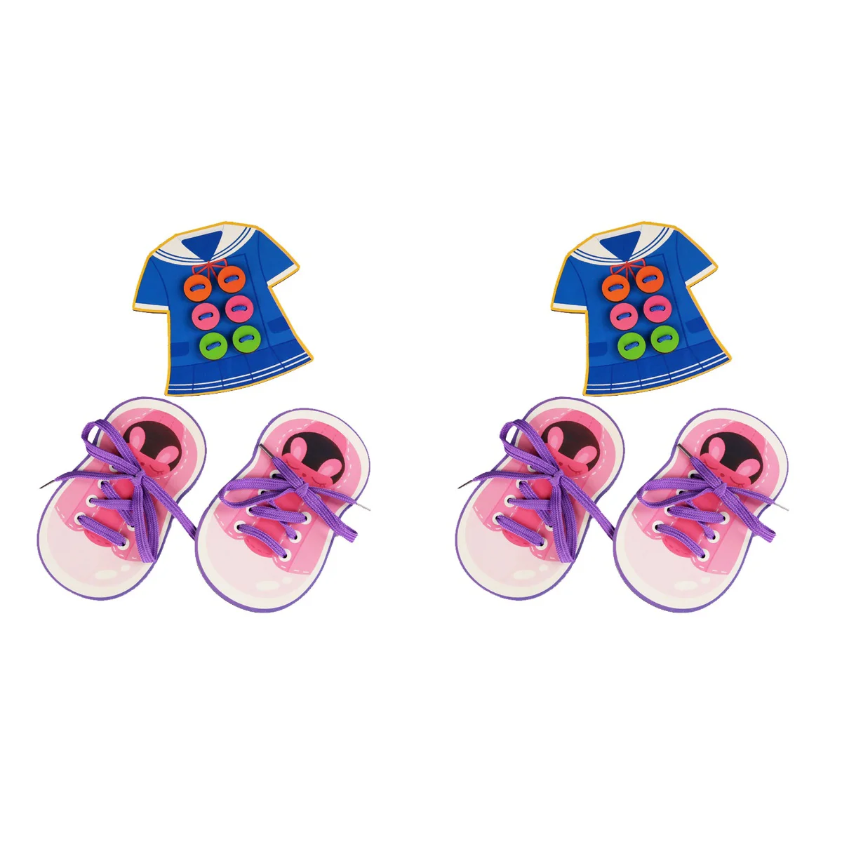 

2 Sets Early Educational Threading Funny Shoelaces Sewing Buttons )