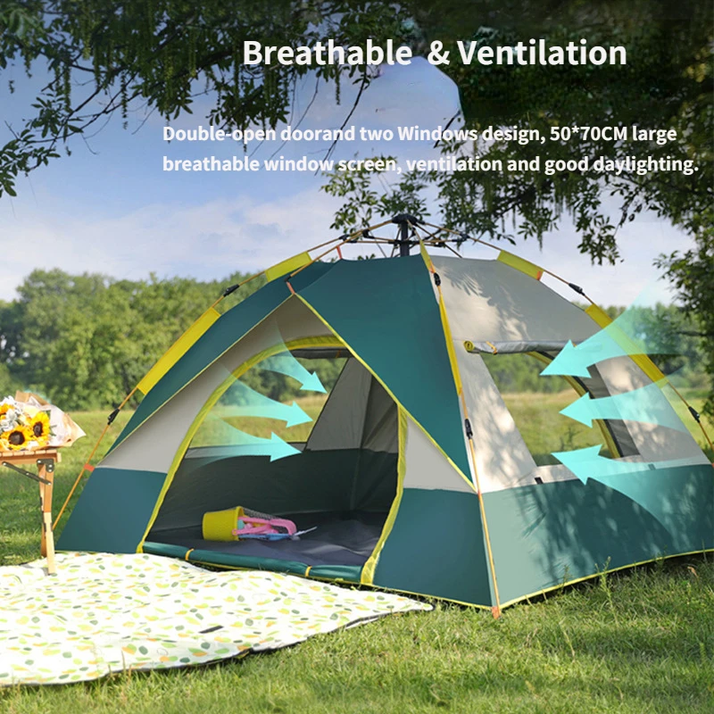 

Outdoor Automatic Quick OpeningTent Sunshade Rainproof Windproof Camping Tent UV-proof Mesh Ultralight Tent 2 Person Beach Tent