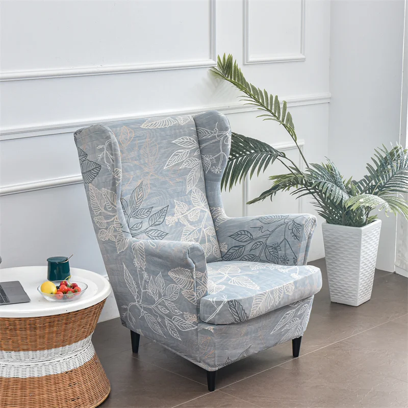 

Floral Sloping Arm King Armchair Cover Elastic Armchair Slipcover Wingback Wing Sofa Back Chair Cover Elastic Chair Slipcover