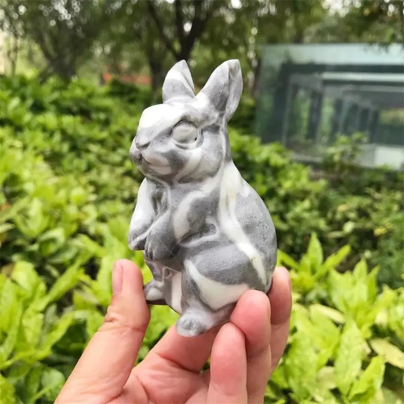 Фигурка кролика из натурального шеллана 9,5 см, Исцеляющие кристаллы, заячья статуя, подарок-хранитель, украшение для дома по фэн-шуй, 1 шт.