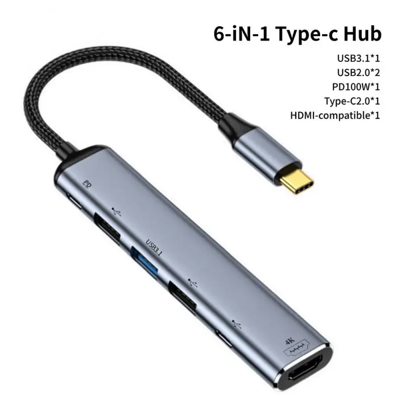 

USB-концентратор 4K, 60 Гц, Type C на HDMI-совместимый адаптер 2,0 PD 100 Вт для Macbook Air Pro iPad Pro M2 M1, аксессуары для ПК, концентратор USB 3,0
