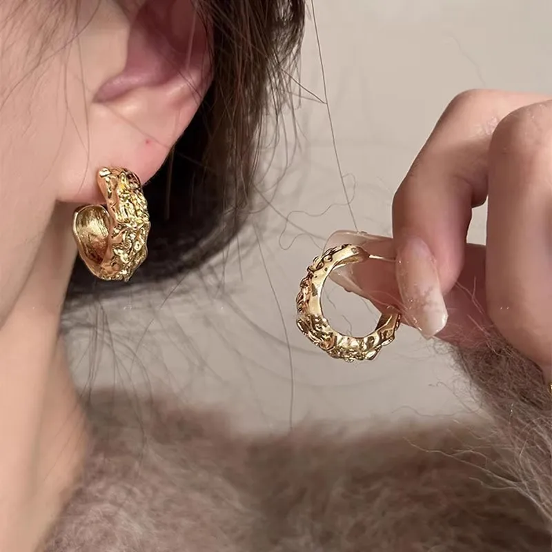 Винтажные серьги неправильной формы C-образной для женщин простые серьги-кольца