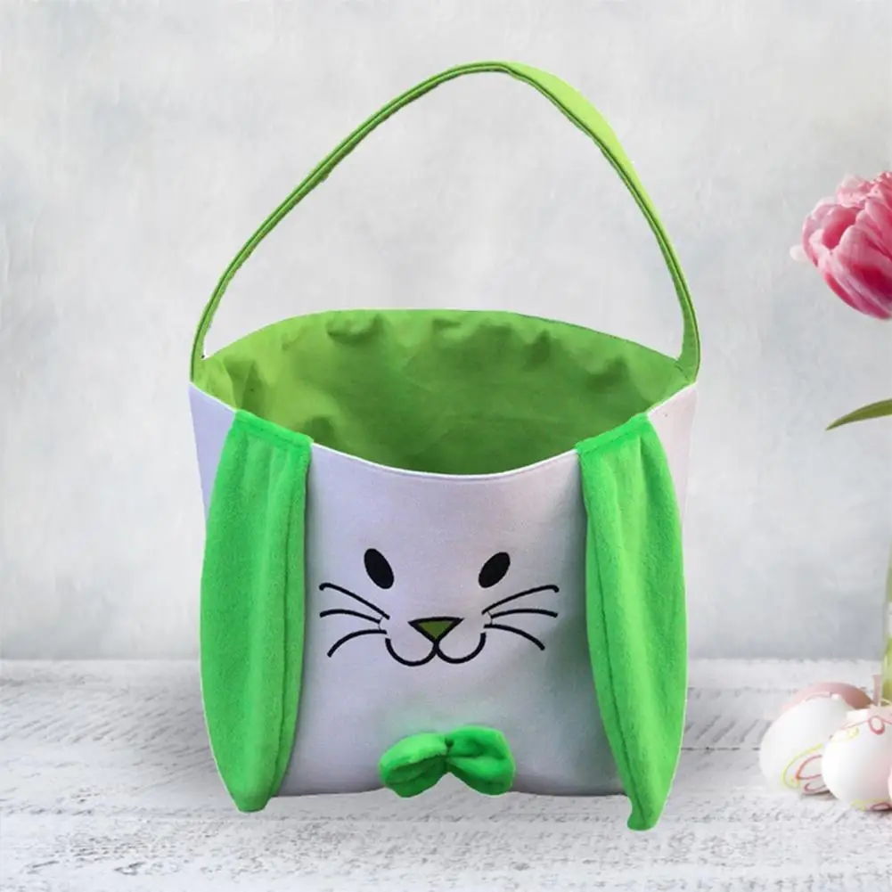 

Easter Basket Foldable Ear Exquisite Workmanship Fine Stitch Bow-knot Tote Bags Buckets for Eggs