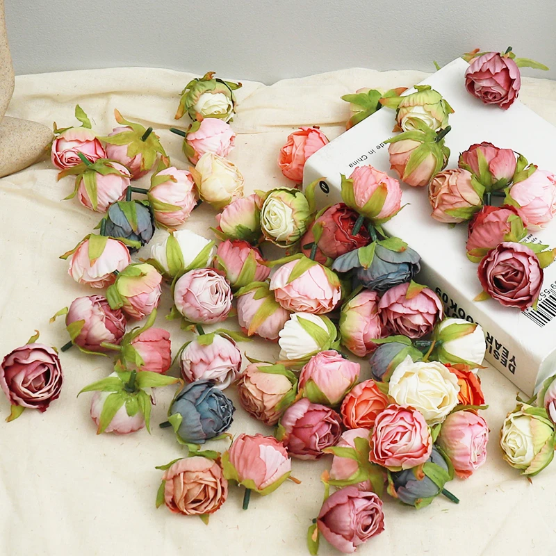 

30 3cm обгоревшие розы бутоны искусственный шелковый цветок свадебное украшение коробка Diy