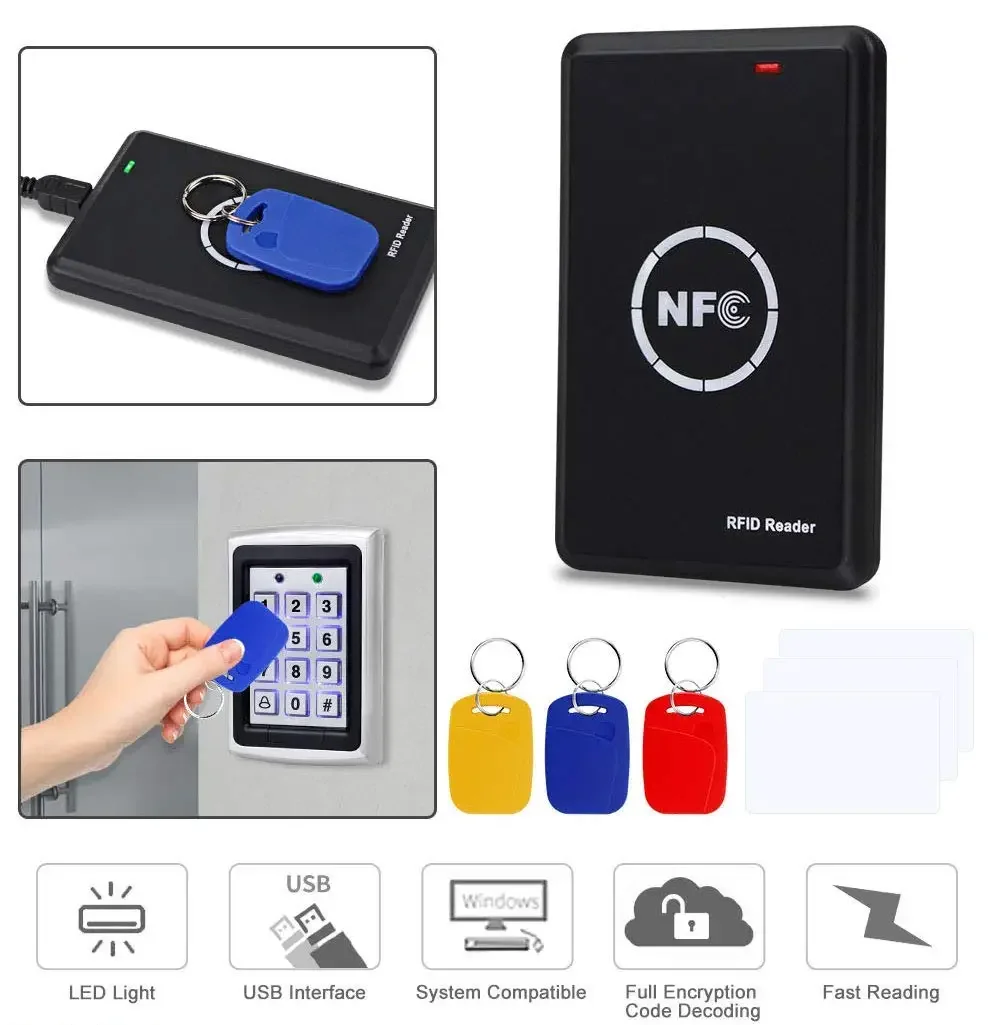 Фото Считыватель/записыватель смарт-карт NFC, копир/дубликатор RFID 125 кГц 13,56 МГц, USB-программатор для брелоков, карт ID, IC, EM, UID, EM4305, T5577, меток №1