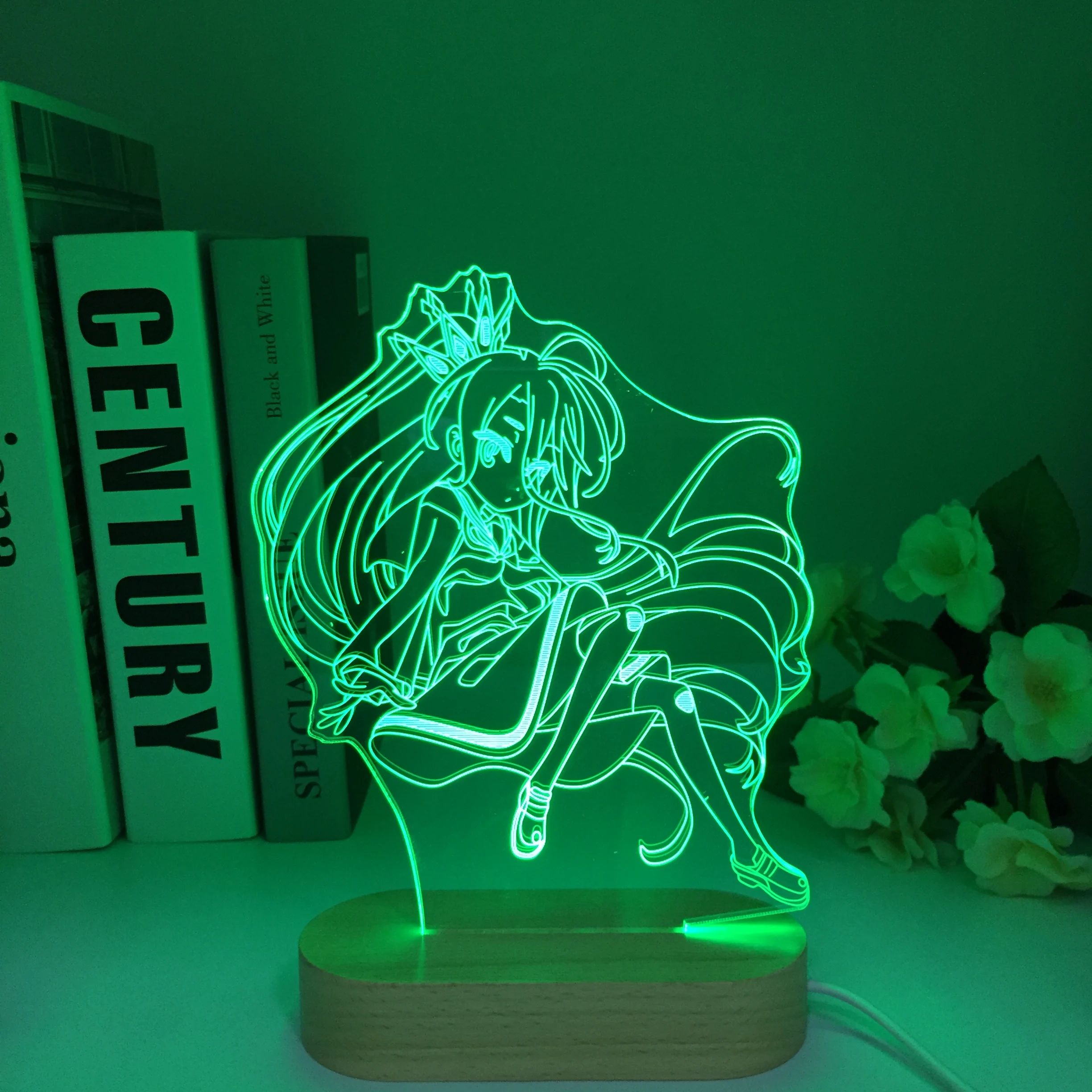 Wooden Remote Danganronpa 3 LED Lamp 3D Night Light Figure Mikan Tsumiki for Bedroom Decor Kids Gift Light Acrylic Table Lamp