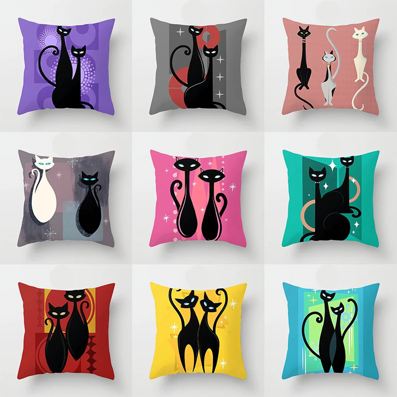 

Living Room Cartoon Cat Pillowcase Home Decor Printing Pillowcase Cushion Decorative Pillowcase Bedroom
