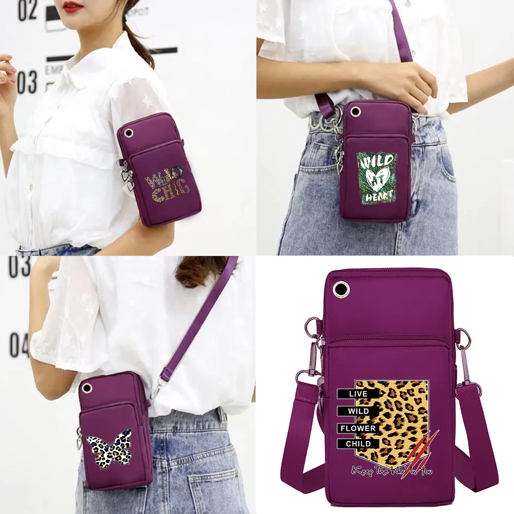 

Mobile Phone Bags Wallet Crossbody Bag Card Holder Wrist Packet for Apple/Huawei/Samsung Cell Phone Pack Wild Print Organizer