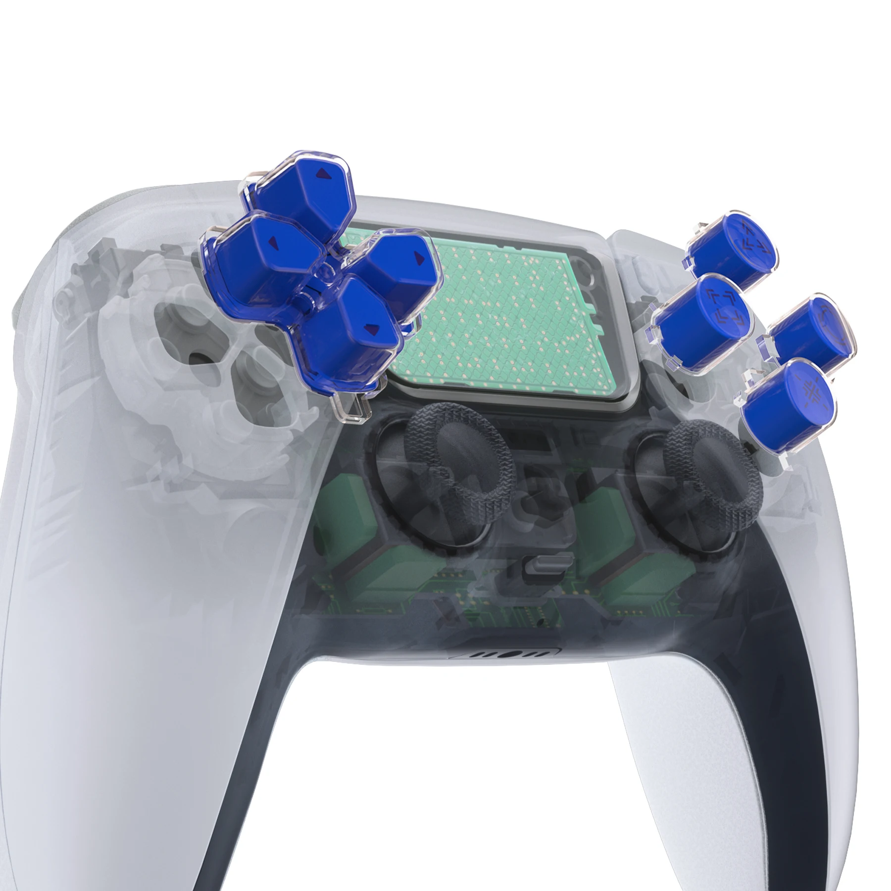

eXtremeRate Replacement DIY Dpad Action Buttons Three-Tone Clear with Symbols D-pad Face Buttons Compatible with ps5 Controller