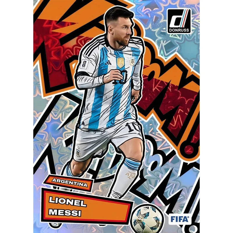 Фото Самодельная коллекционная карточка по футболу Panini FIFA World Cup Kabum с рисунком тигра Месси, Месси с эффектом дробленого льда, коллекция Месси. №3