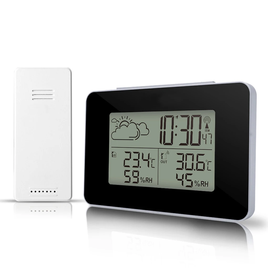 

Digital Alarm Clock Weather Station Wireless Sensor Desktop Hygrometer Thermometer with LCD Time Display