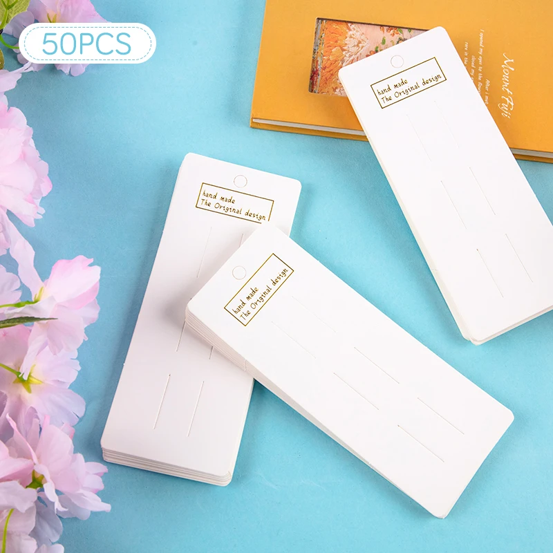 

50pcs White Paper Card Bow Hair Accessories Dispaly Card DIY Handmade Hair Clip Hairband Jewelry Packaging Price Tag Card