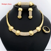 talian gold plated jewelry set classic necklace and earrings wedding banquet jewelry