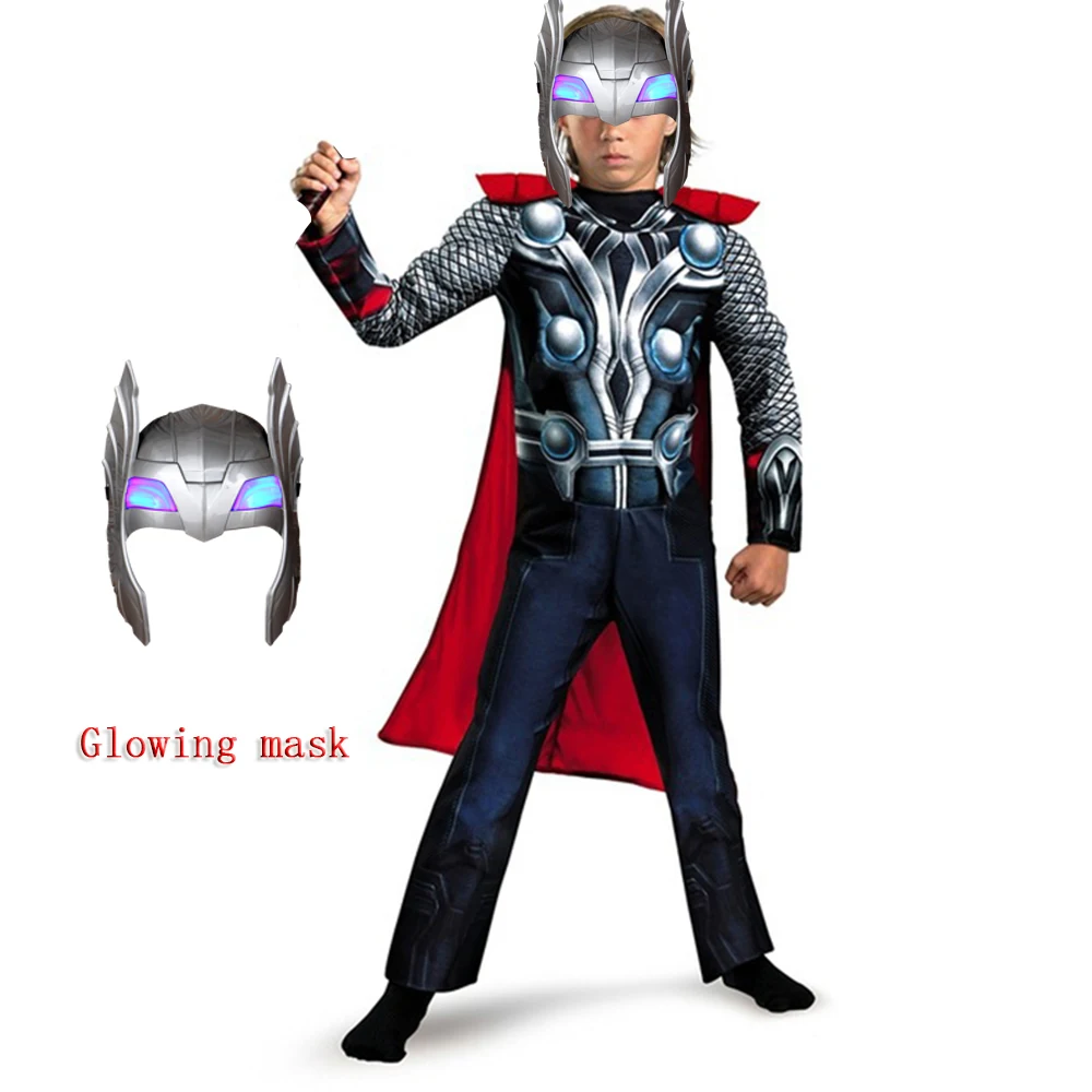 

Детские костюмы для Хэллоуина, супергерой, Тор, светящаяся маска Тора для косплея, подарок на Рождество и вечеринку, Рождественский подарок