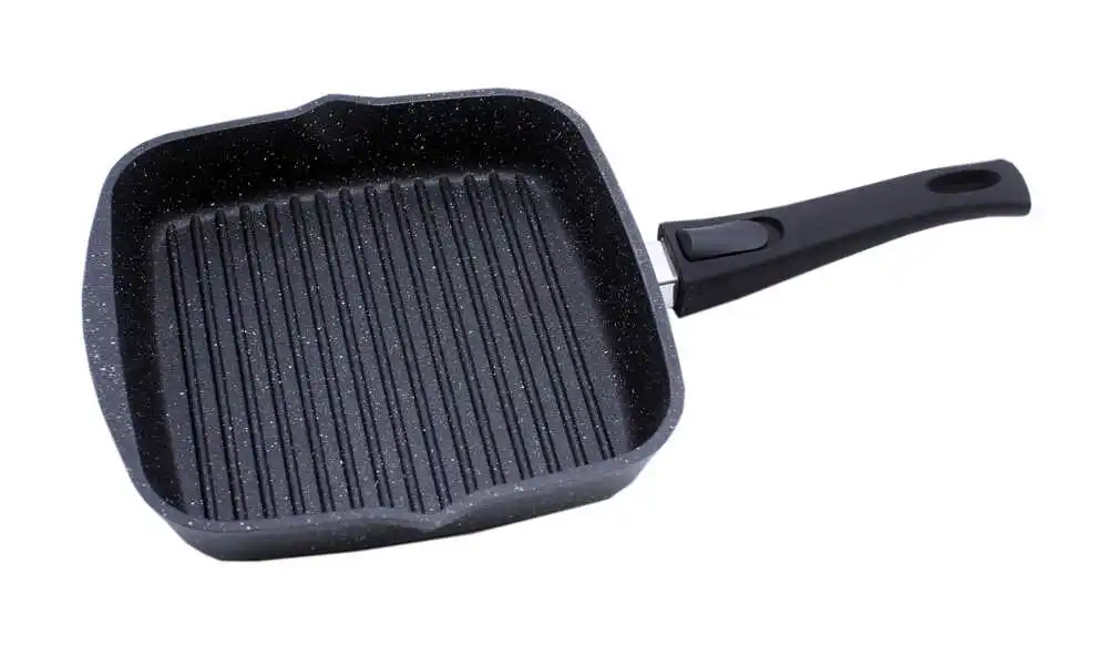 Сковорода-гриль 24-28см Мечта с крышкой съемная ручка Гранит Blaсk квадратная | Дом и