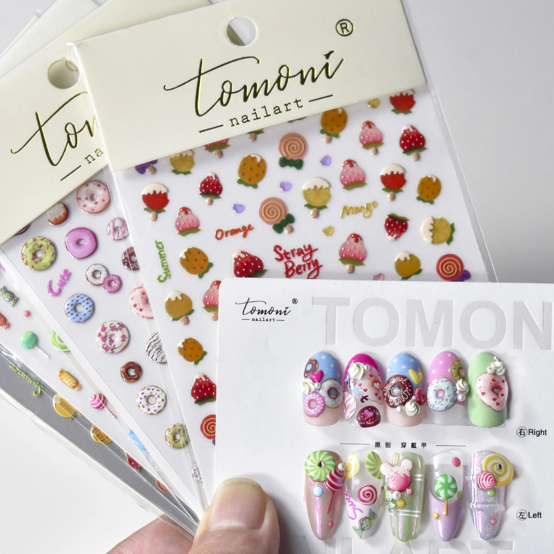 

Мягкие рельефные самоклеящиеся рельефные 3D-Наклейки для дизайна ногтей с желейной текстурой в форме пончика Лолита 5D, красивые наклейки для маникюра