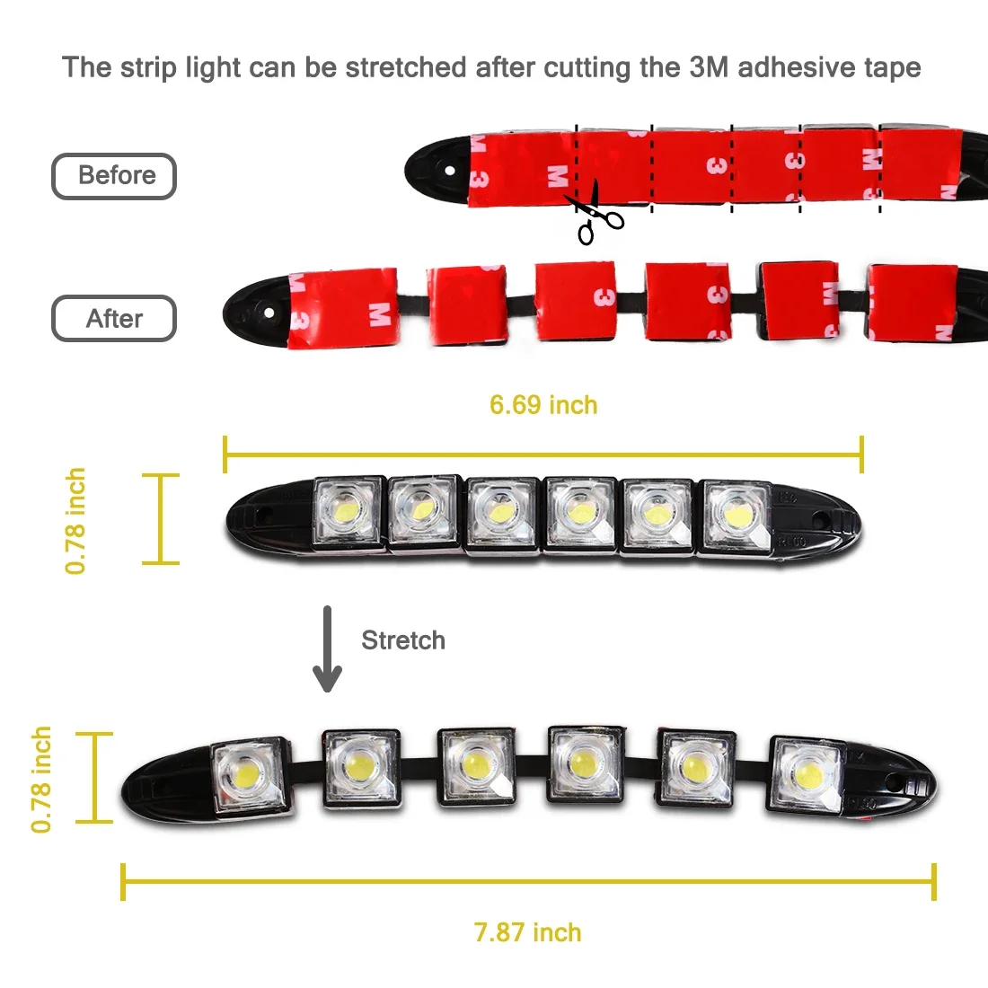 2 шт. 6 светодиодных дневных ходовых огней Белый ледяной синий DRL Гибкая